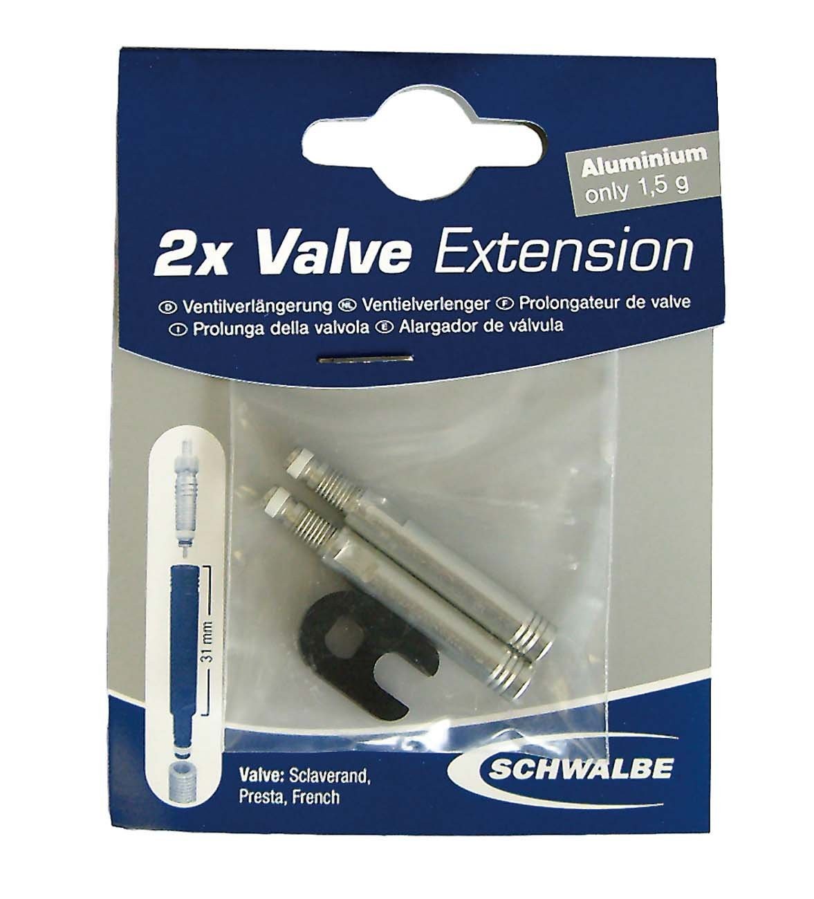 Schwalbe prolunga per valvola camera d'aria SV argento