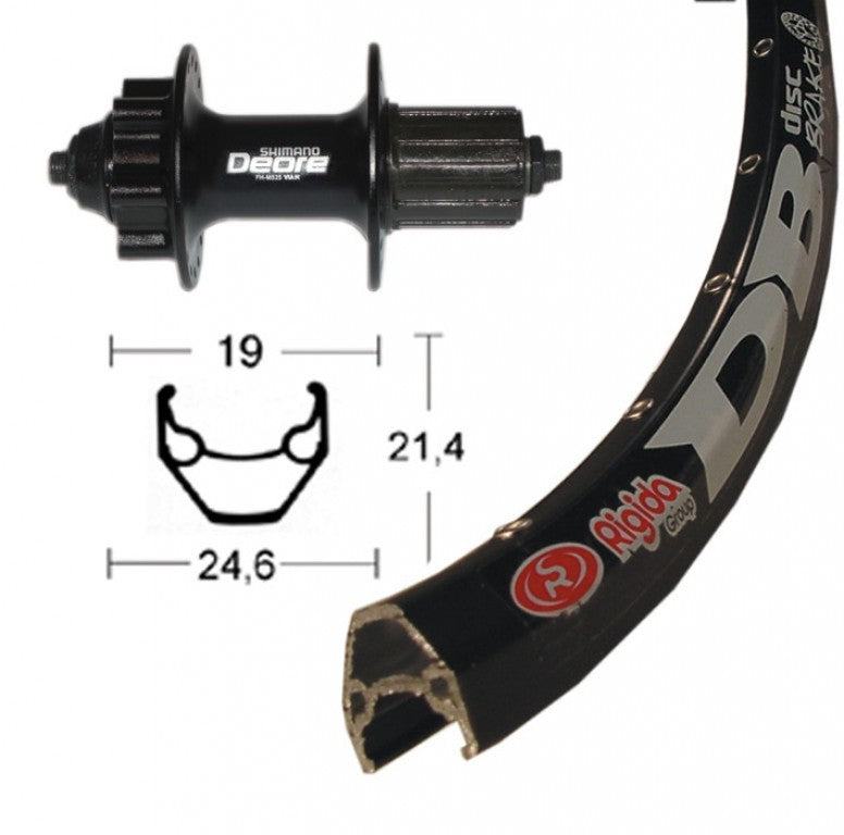 Ryde ZAC 2000 ruota completa posteriore mozzo Deore 8/9v da 28" nero