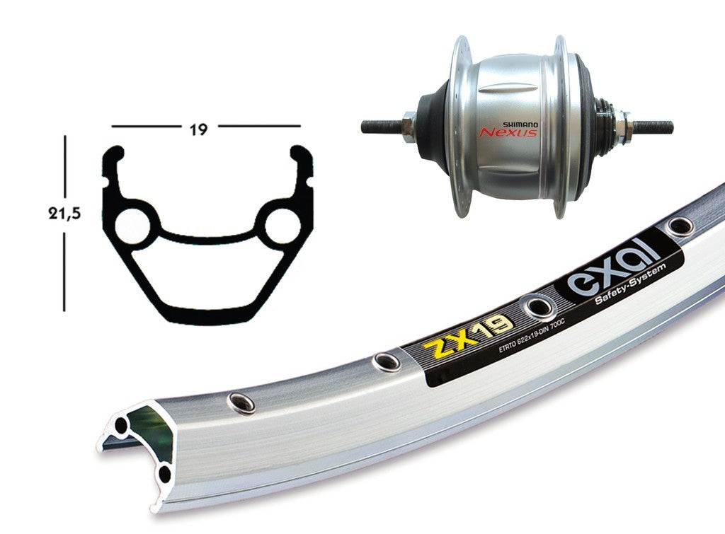 Bike-parts ruota completa Shimano nexus 8 velocità posteriore nero-argento